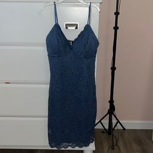 blue floral tight dress